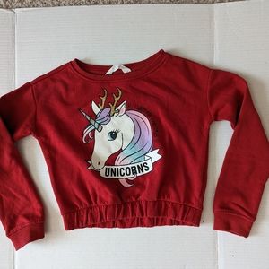 H&M Kids Girls Unicorn Sweatshirt Red Size 8-10 y